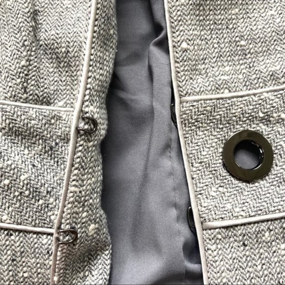 Worth Blazer Coat Size 10 Grey Herringbone - Picture 13 of 16